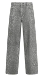 Liu •jo Wide-leg Gray Trousers With Subtle Leopard Print In Gray
