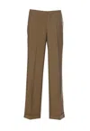 Liu •jo Flared Trousers With Button Detail And Elasticized Waist In Green