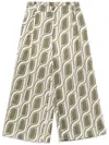 Liu •jo Liu Jo Cropped Green Trousers With Unique Wave Pattern In Multicolor
