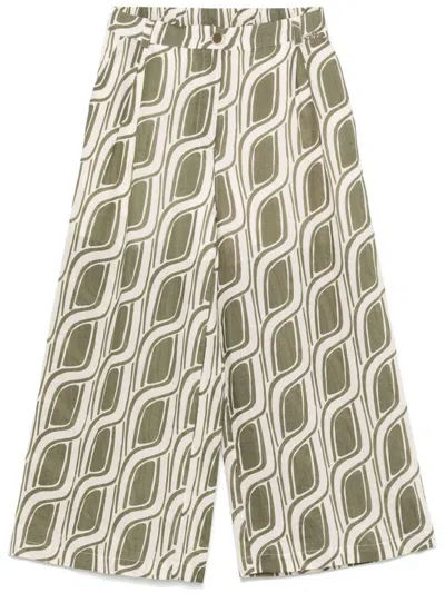LIU •JO LIU JO GREEN MOTIF RAMIE TROUSERS