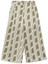 Liu •jo Liu Jo Cropped Green Trousers With Unique Wave Pattern In Multicolor