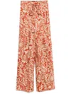 Liu •jo Liu Jo Trousers In Orange Motif With Tie Waist In Red