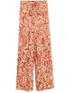Liu •jo Liu Jo Trousers In Orange Motif With Tie Waist In Red