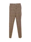 Liu •jo Tailored Trousers With Check Motif And Jewels Button In Brown