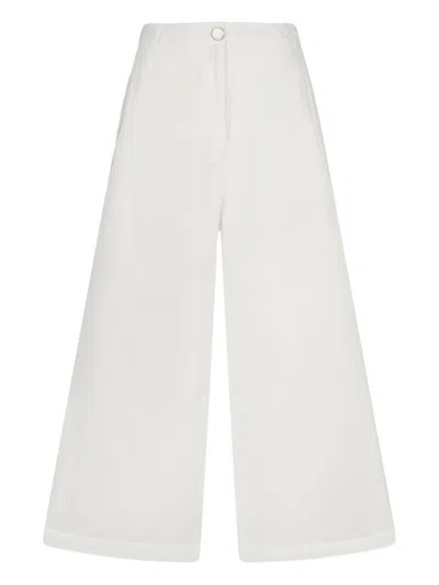 LIU •JO LIU JO WHITE RAMIE TROUSERS WITH SEMI-SHEER CONSTRUCTION