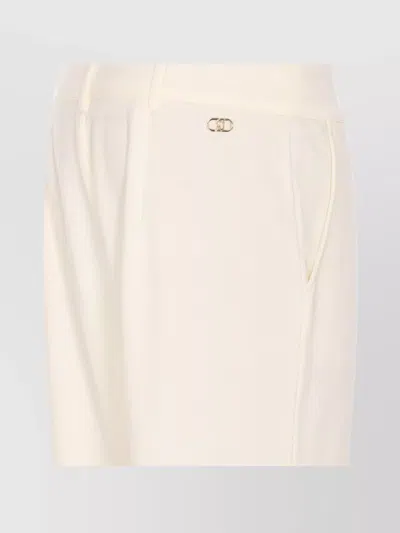 Liu •jo Trousers With Belt Loops And Gold Button In White