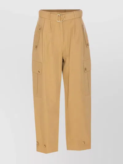 Liu •jo Trousers With Cargo Pockets And Adjustable Cuffs In Beige