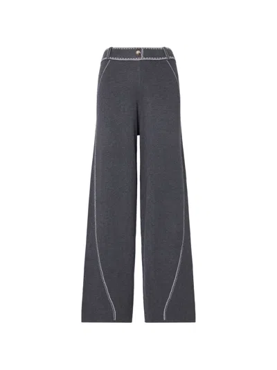 Liu •jo Trousers With Contrast Stitching In Gray
