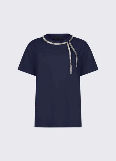 Liu •jo T-shirt With Embroidery Jewel Woman Blue Ocean