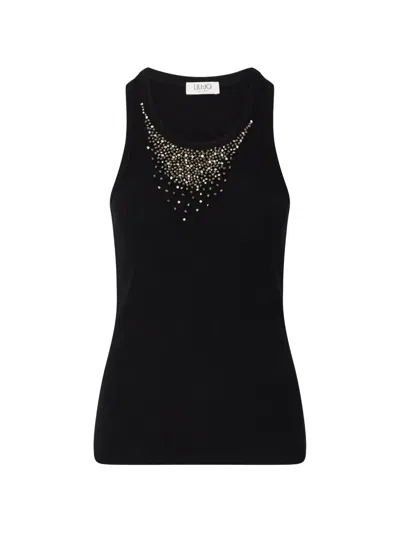 Liu •jo T-shirt With Jewel Decoration In Black