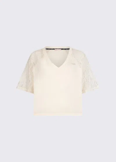 Liu •jo T-shirt With White Lace Details