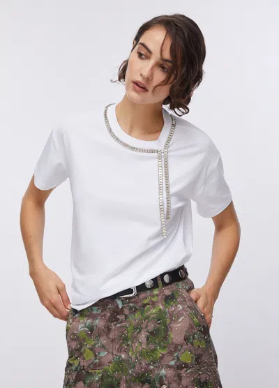 Liu •jo Liu Jo Cotton T-shirt With Crystals In White