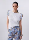 Liu •jo T-shirt Bianca Con Inserti Floreali In Brown
