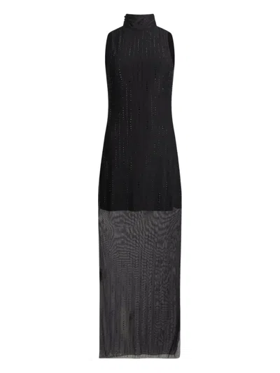 Liu •jo Tulle Dress With Gemstones In Black