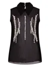 Liu •jo Liu Jo Jewel-embellished Tulle Blouse In Black