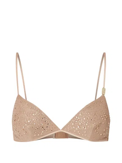 Liu •jo Tulle Top With Jewel Embroidery In Neutral