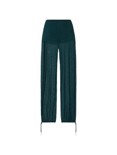 Liu •jo Tulle Trousers With Jewel Embroidery In Green