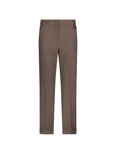 Liu •jo Turn-up Trousers In Brown
