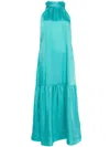 Liu •jo Liu Jo Turquoise Flared Long Dress In Turquoise