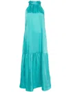 Liu •jo Liu Jo Turquoise Flared Long Dress In Turquoise
