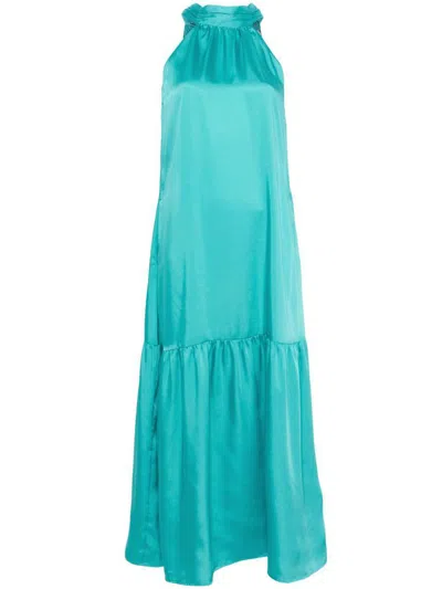 LIU •JO LIU JO TURQUOISE FLARED LONG DRESS