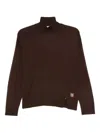 Liu •jo Turtleneck Front-split Sweater In Brown