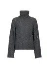 Liu •jo Turtleneck Gray Sweater With Cable Knit In Gray