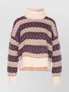 Liu •jo Turtleneck Knitwear Patterned Design In Purple