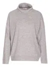 Liu •jo Turtleneck Logo Sweater In Gray