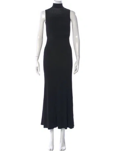 Pre-owned Liu •jo Turtleneck Long Dress In Black