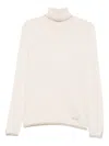 Liu •jo Turtleneck Metallic-trimmed Jumper In Neutral