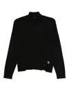 Liu •jo Turtleneck Split-hem Sweater In Black