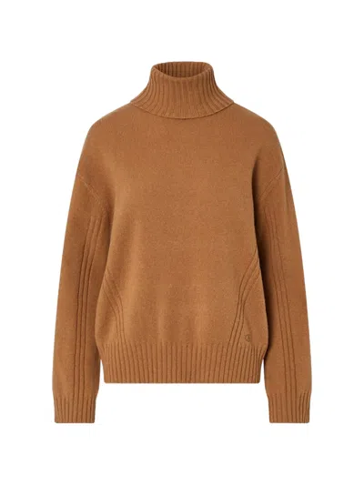 Liu •jo Turtleneck Sweater In Wool In Brown