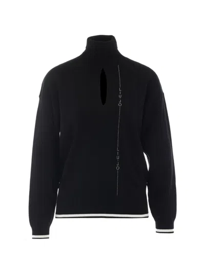 Liu •jo Turtleneck Sweater With Cut-out In Black