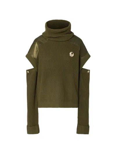 Liu •jo Turtleneck Sweater With Cut-out In Green