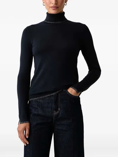 Liu •jo Turtleneck Sweater With Profili Lurex® In Blue