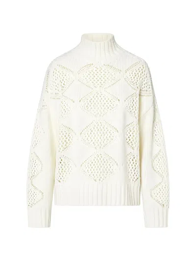 Liu •jo Turtleneck With Beads And Openwork In Neutral
