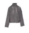 Liu •jo Turtleneck With Jewel Stones In Gray