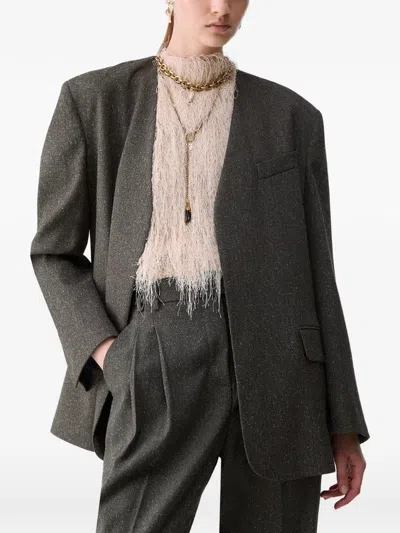 Liu •jo Tweed Jacket With Belt In Green