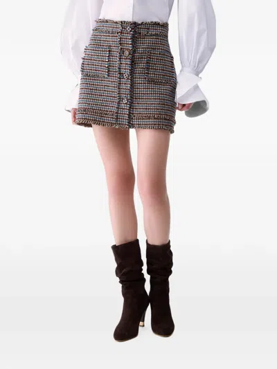 Liu •jo Tweed Mini Skirt In Brown