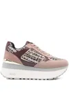 Liu •jo Tweed-panelled Platform Sneakers In Pink