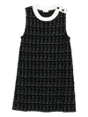 Liu •jo Checkered Tweed Mini Dress With Contrasting Neckline In Black