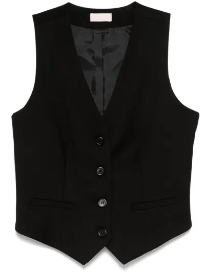 Liu •jo Twill Waistcoat In Black