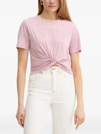 Liu •jo Twisted Embroidered T-shirt In Pink