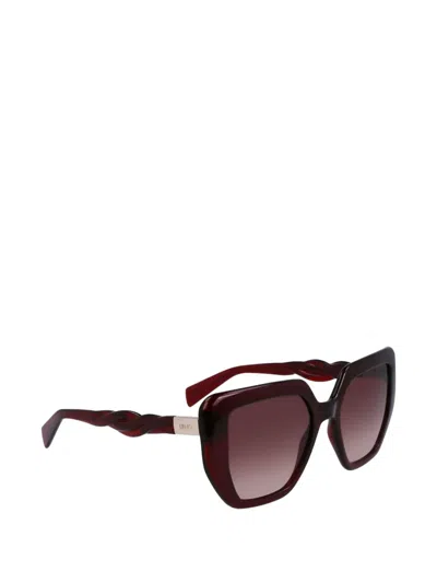 Liu •jo Twisted-arm Geometric-frame Sunglasses In Red