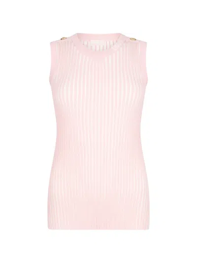 Liu •jo Two-tone Ribbed Tank Top In Pink