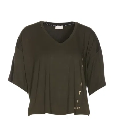 Liu •jo V-collar Short-sleeved T-shirt In Green
