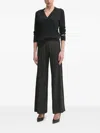 Liu •jo V-neck Beaded-trims Sweater In Black