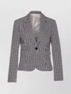 Liu •jo Liu Jo Gingham Pattern Fitted Jacket With Notched Lapel
