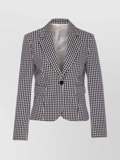 LIU •JO V-NECK BLAZER CHECKED PATTERN